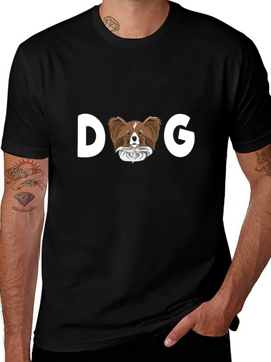Camiseta Negra DOG con Diseño de Perro Papillon