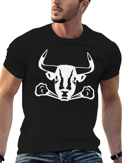 Camiseta Negra con Diseño de Toro Blanco