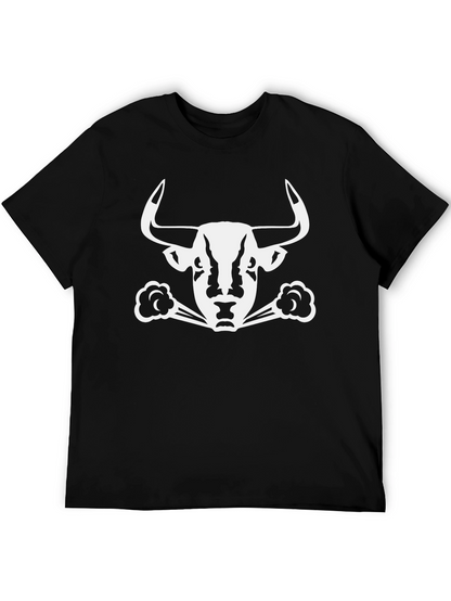 Camiseta Negra con Diseño de Toro Blanco