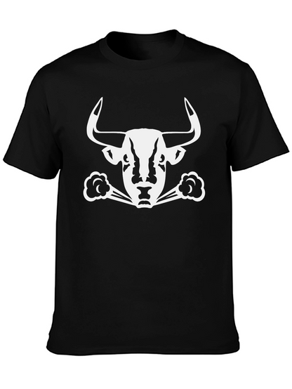 Camiseta Negra con Diseño de Toro Blanco