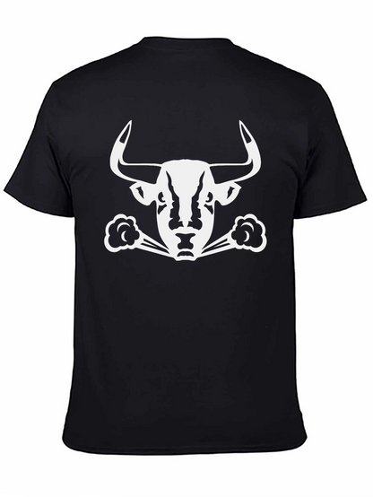 Camiseta Negra con Diseño de Toro Blanco