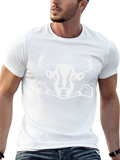 Camiseta Negra con Diseño de Toro Blanco