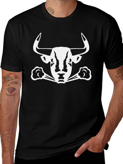 Camiseta Negra con Diseño de Toro Blanco