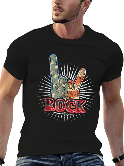 Camiseta Negra Rock and Roll Americana