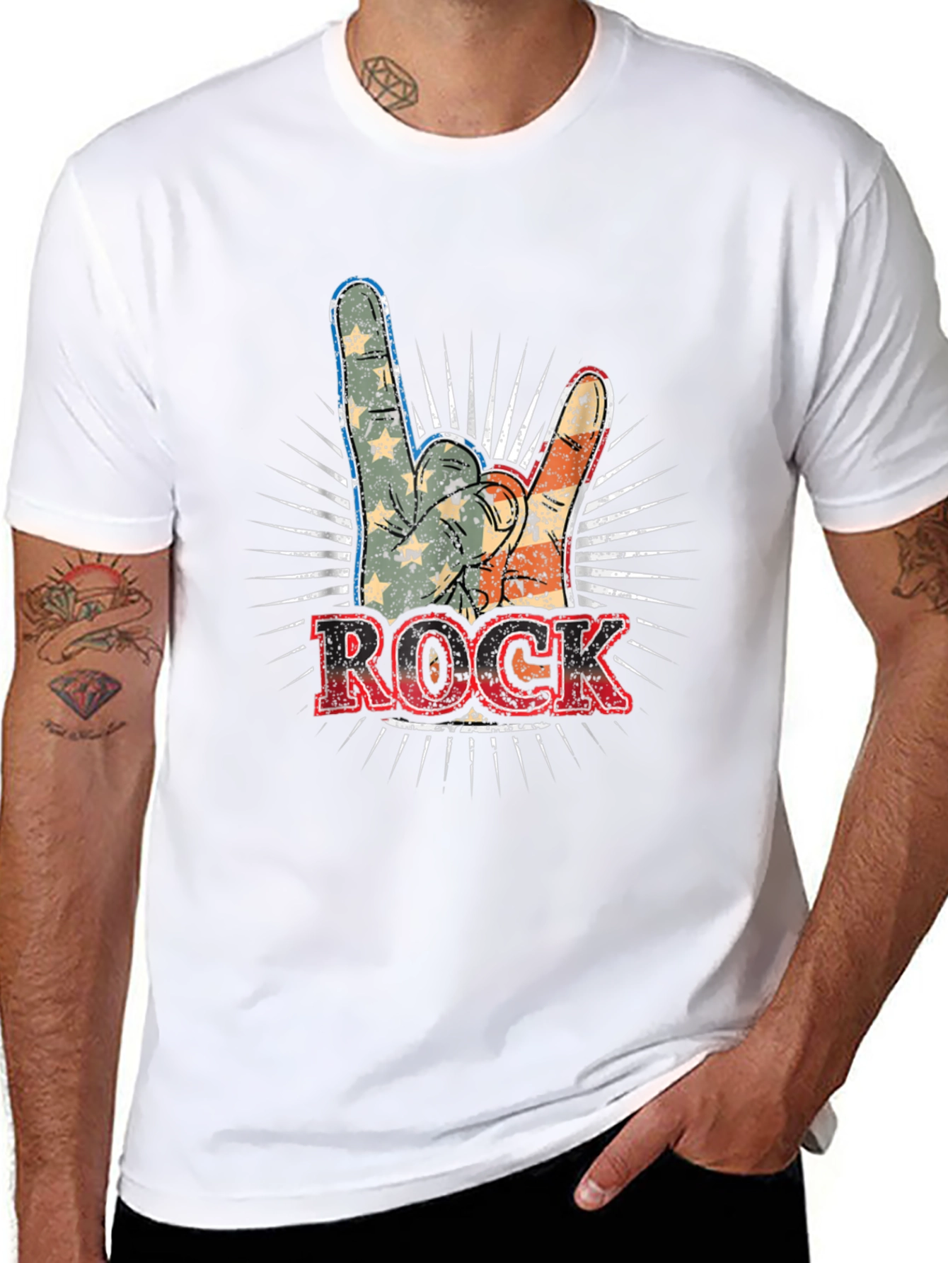 Camiseta Negra Rock and Roll Americana