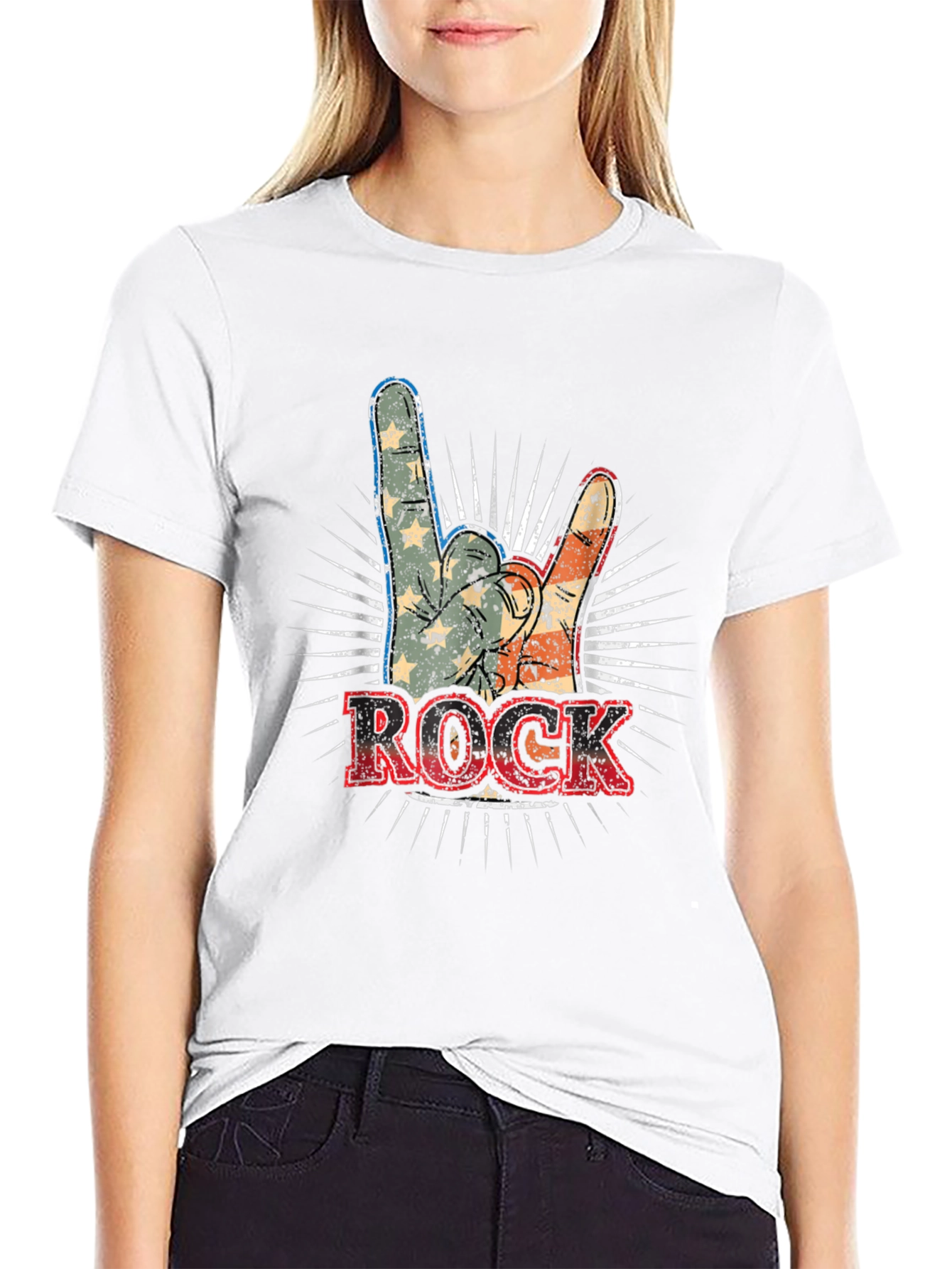 Camiseta Negra Rock and Roll Americana