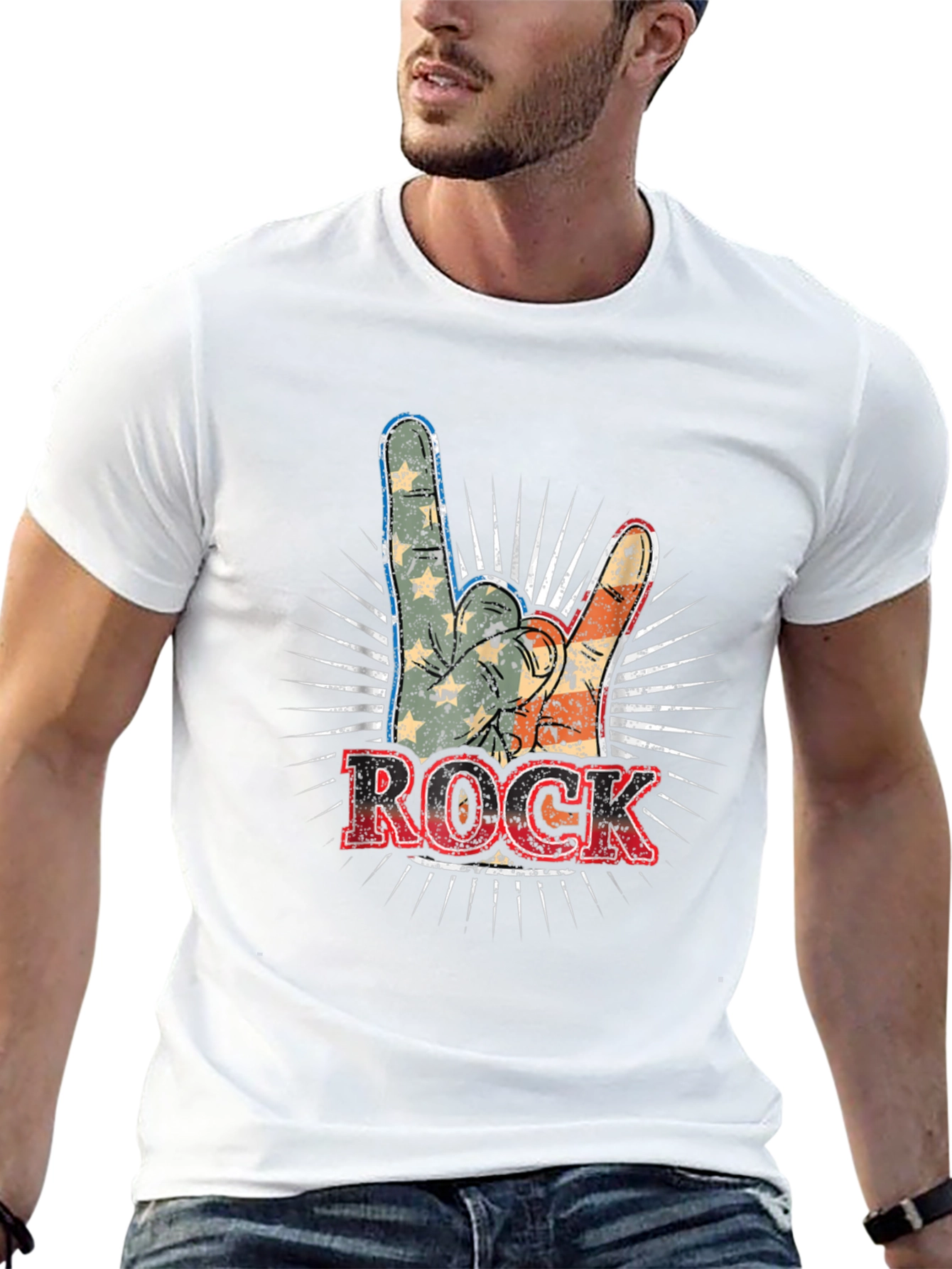 Camiseta Negra Rock and Roll Americana