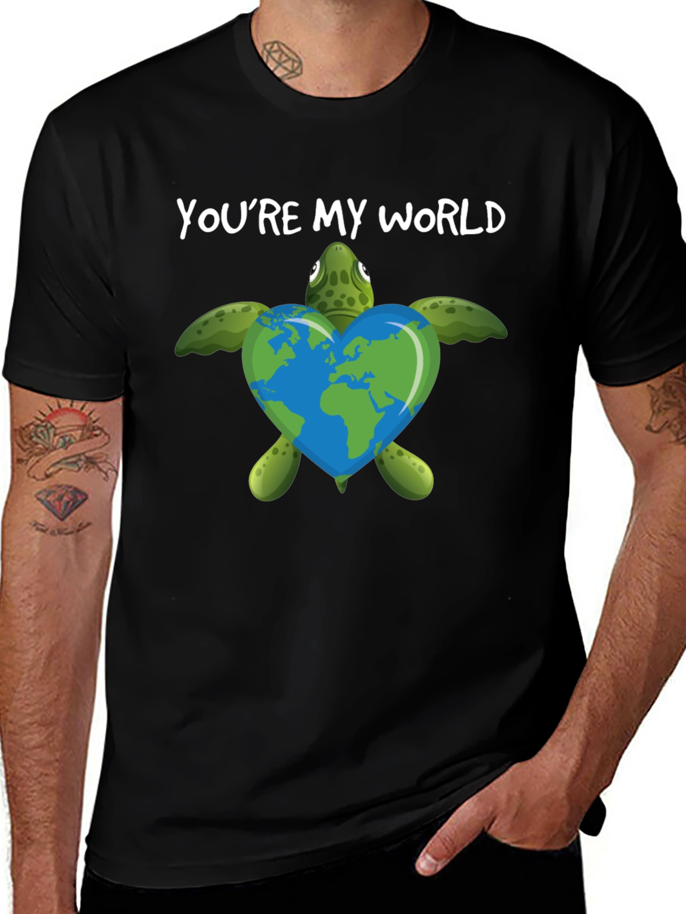 Camiseta Negra Youre My World Tortuga Ecológica