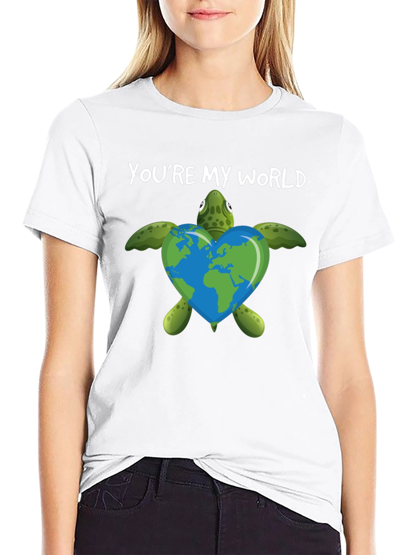 Camiseta Negra Youre My World Tortuga Ecológica