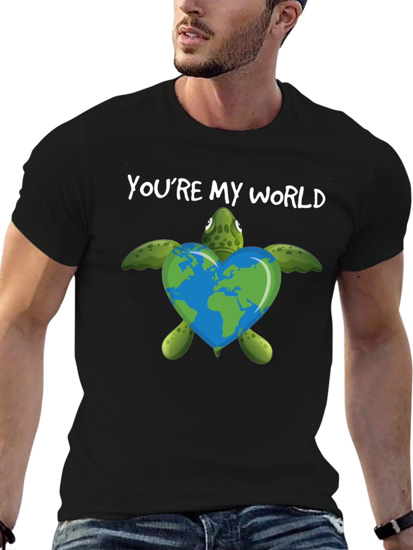 Camiseta Negra Youre My World Tortuga Ecológica