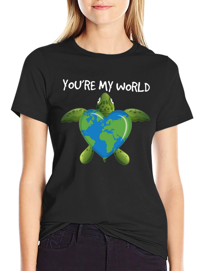 Camiseta Negra Youre My World Tortuga Ecológica