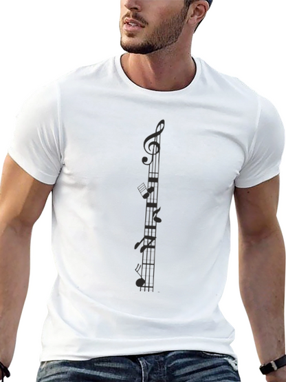 Camiseta Negra con Notas Musicales para Hombre