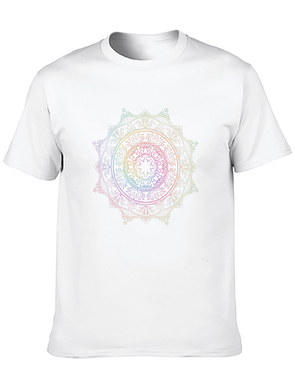 Camiseta Negra Mandala Arcoíris Diseño Único