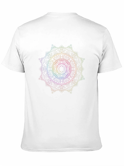 Camiseta Negra Mandala Arcoíris Diseño Único