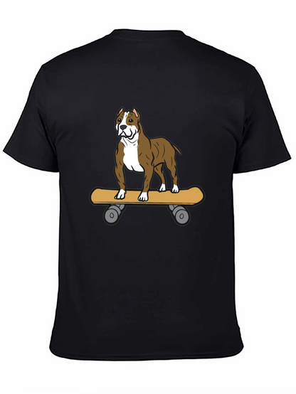 Camiseta Negra con Diseño de Perro Pitbull en Skate