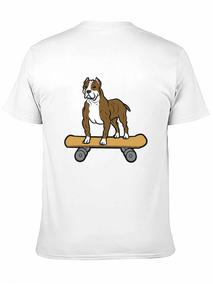 Camiseta Negra con Diseño de Perro Pitbull en Skate