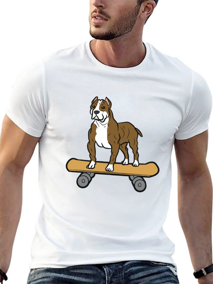 Camiseta Negra con Diseño de Perro Pitbull en Skate