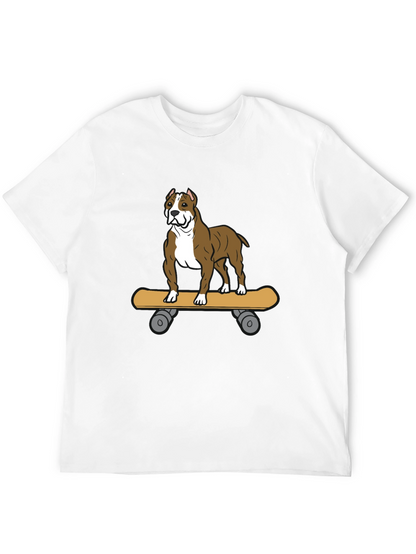 Camiseta Negra con Diseño de Perro Pitbull en Skate