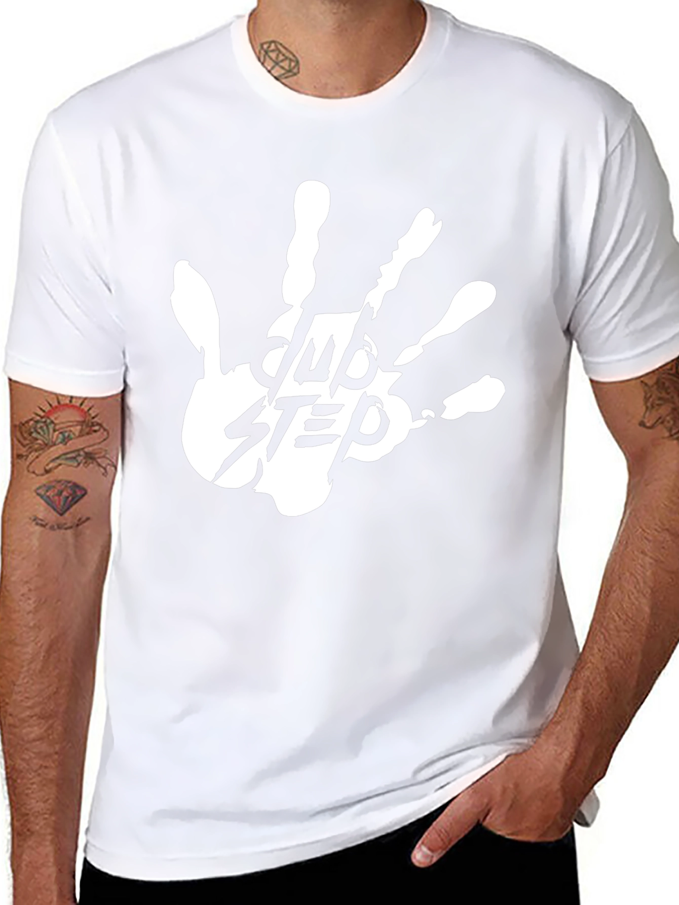 Camiseta Negra Dubstep Mano Blanca