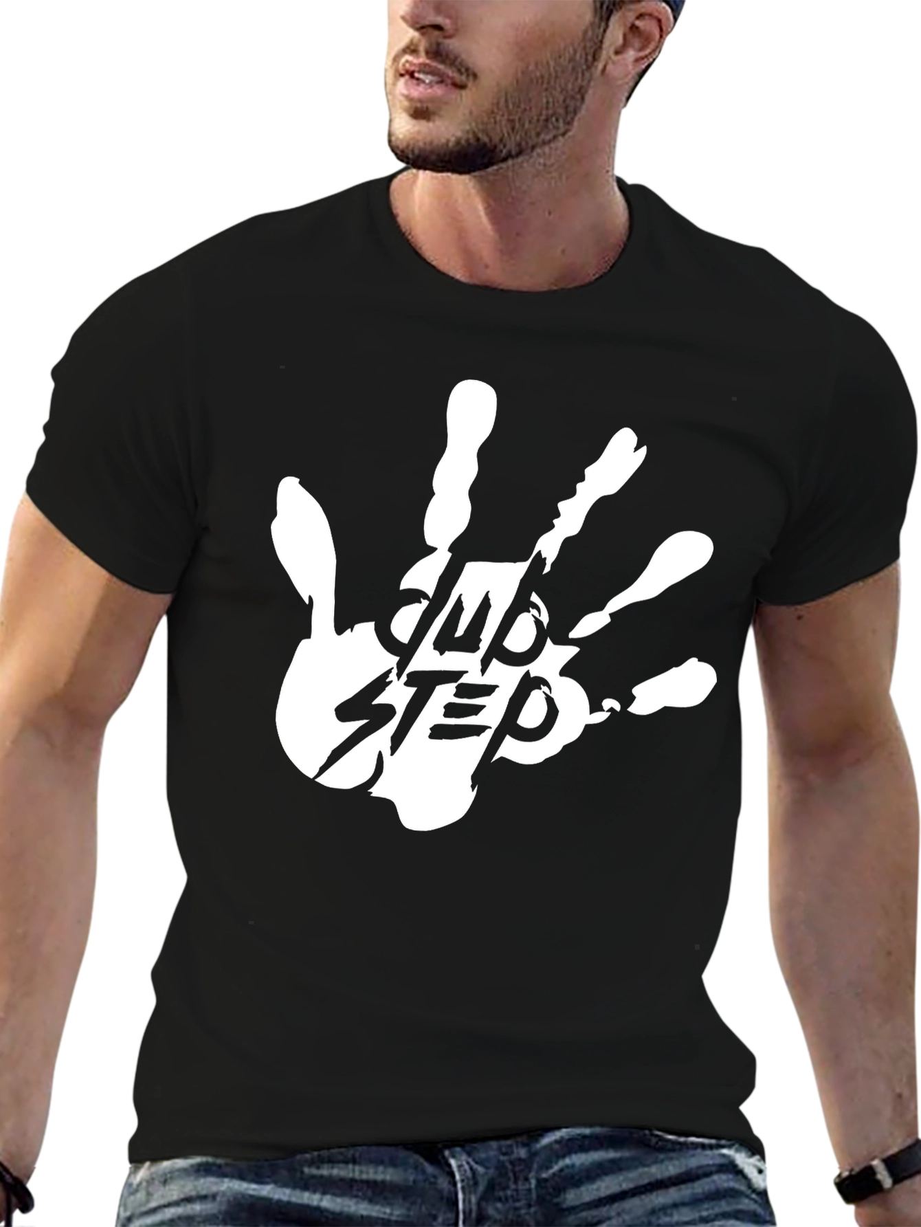 Camiseta Negra Dubstep Mano Blanca