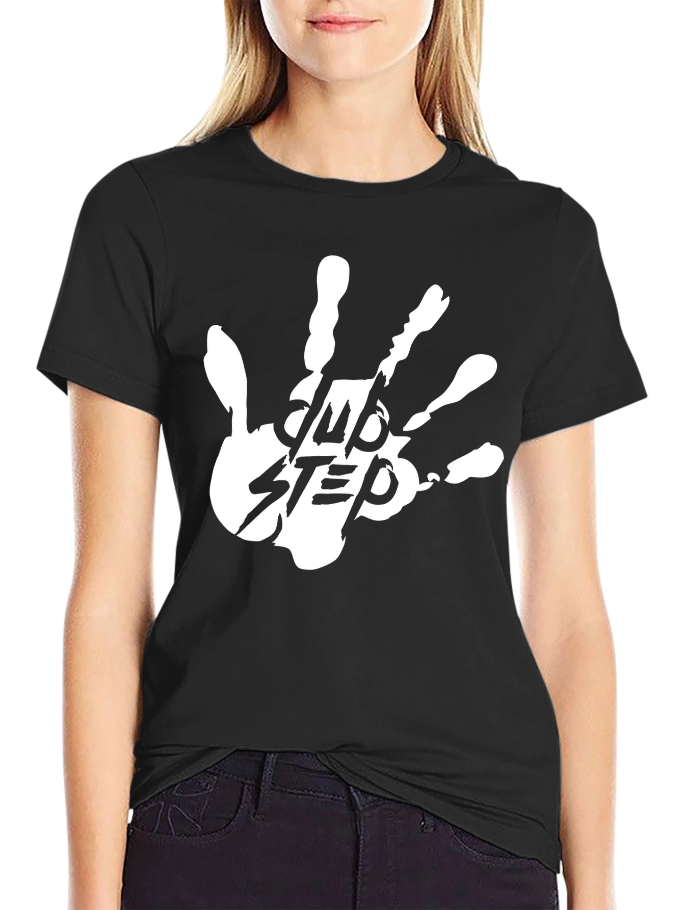 Camiseta Negra Dubstep Mano Blanca