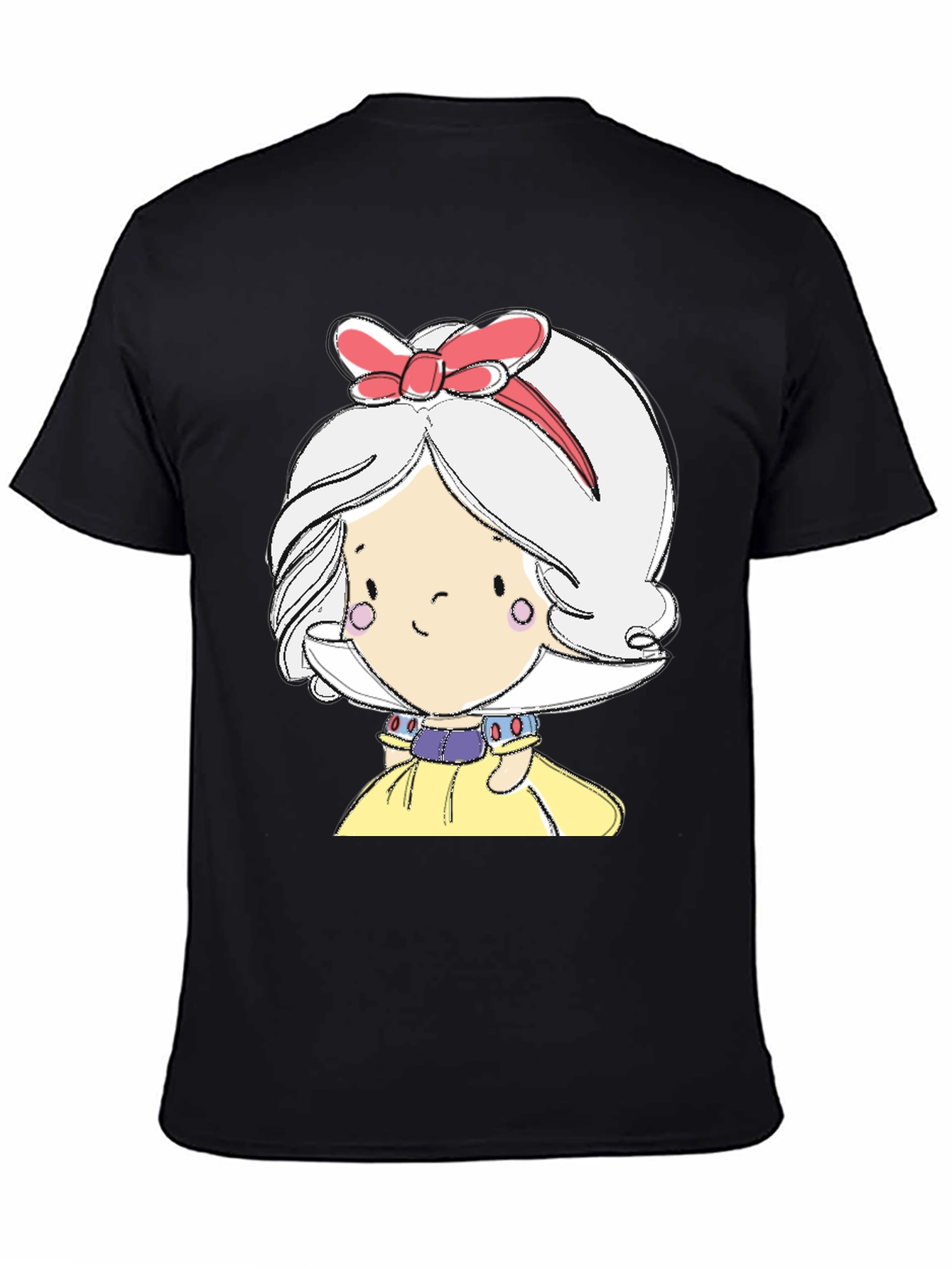 Camiseta Negra con Dibujo Animado para Adulto