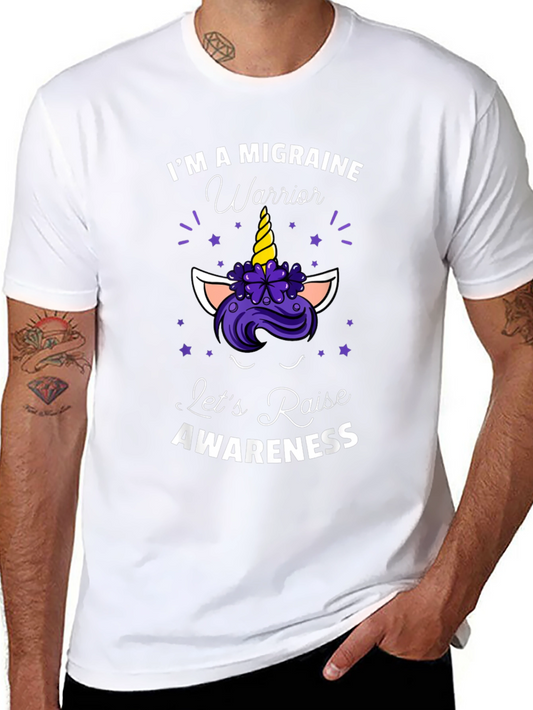 Camiseta Negra Unicornio Concientización Migraña