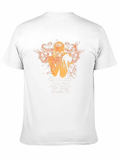 Camiseta Negra con Diseño de Cráneo y Alas