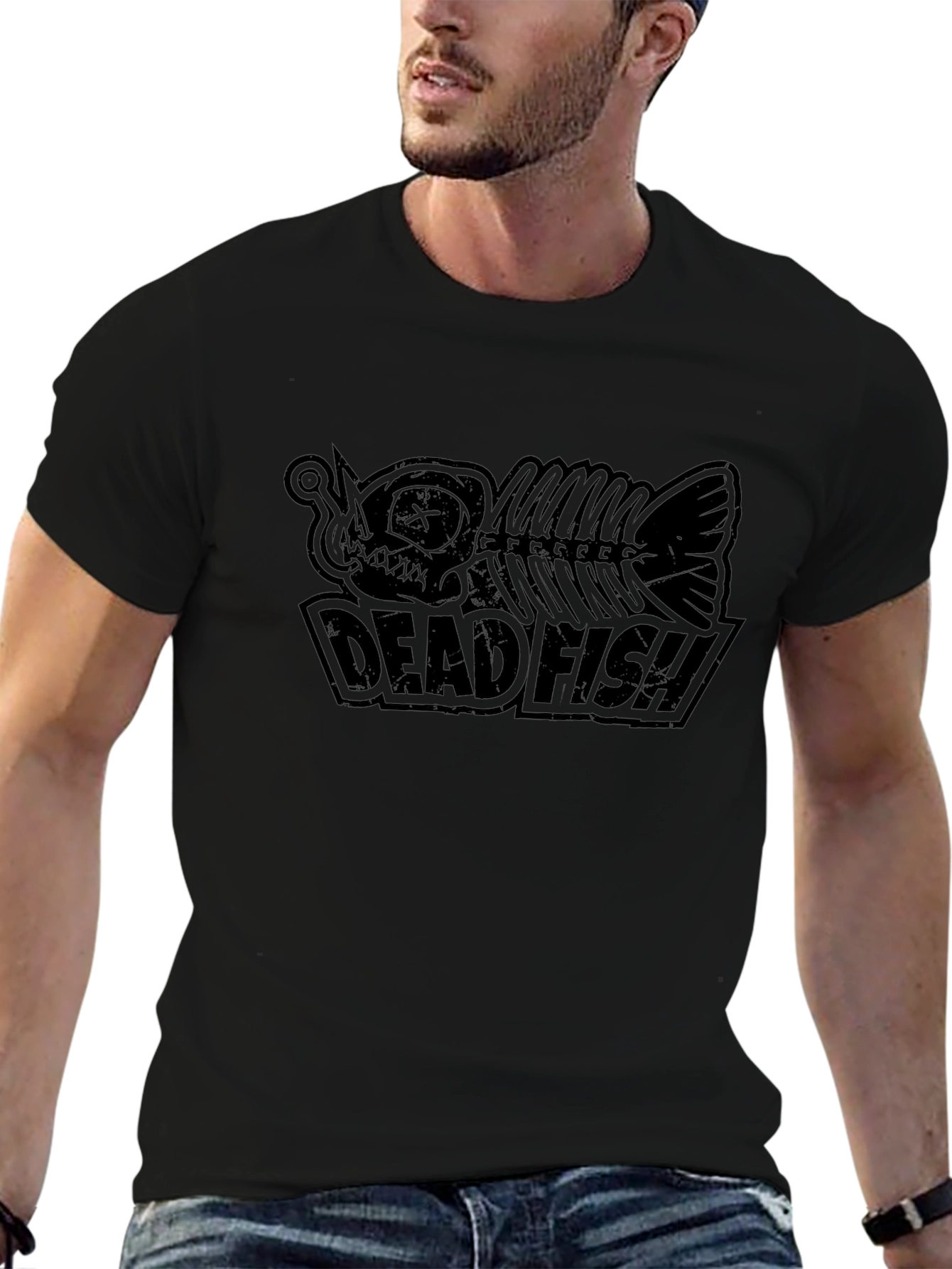 Camiseta Negra Dead Fish Estilo Urbano