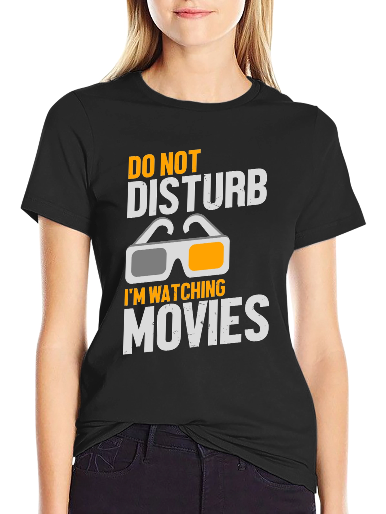 Camiseta Negra No Molestar Estoy Viendo Películas