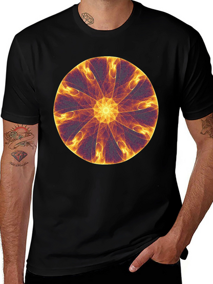 Camiseta Negra con Diseño Mandala Abstracto