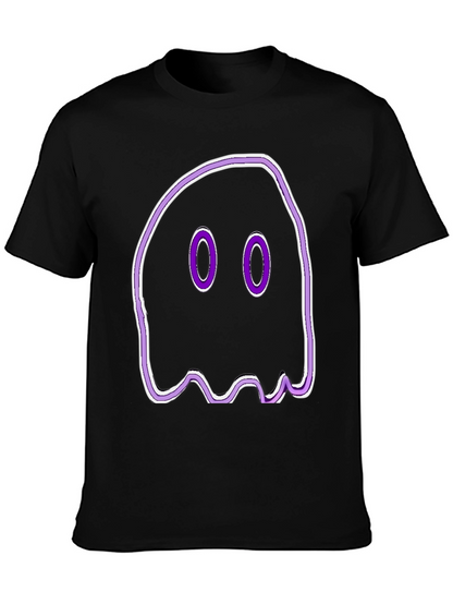 Camiseta Negra con Diseño de Fantasma Morado