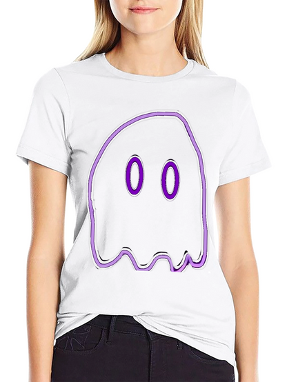 Camiseta Negra con Diseño de Fantasma Morado