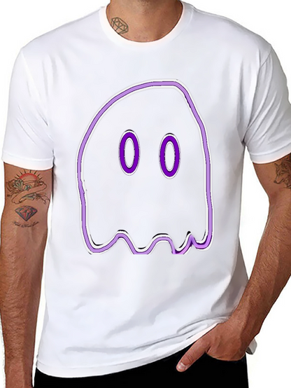 Camiseta Negra con Diseño de Fantasma Morado