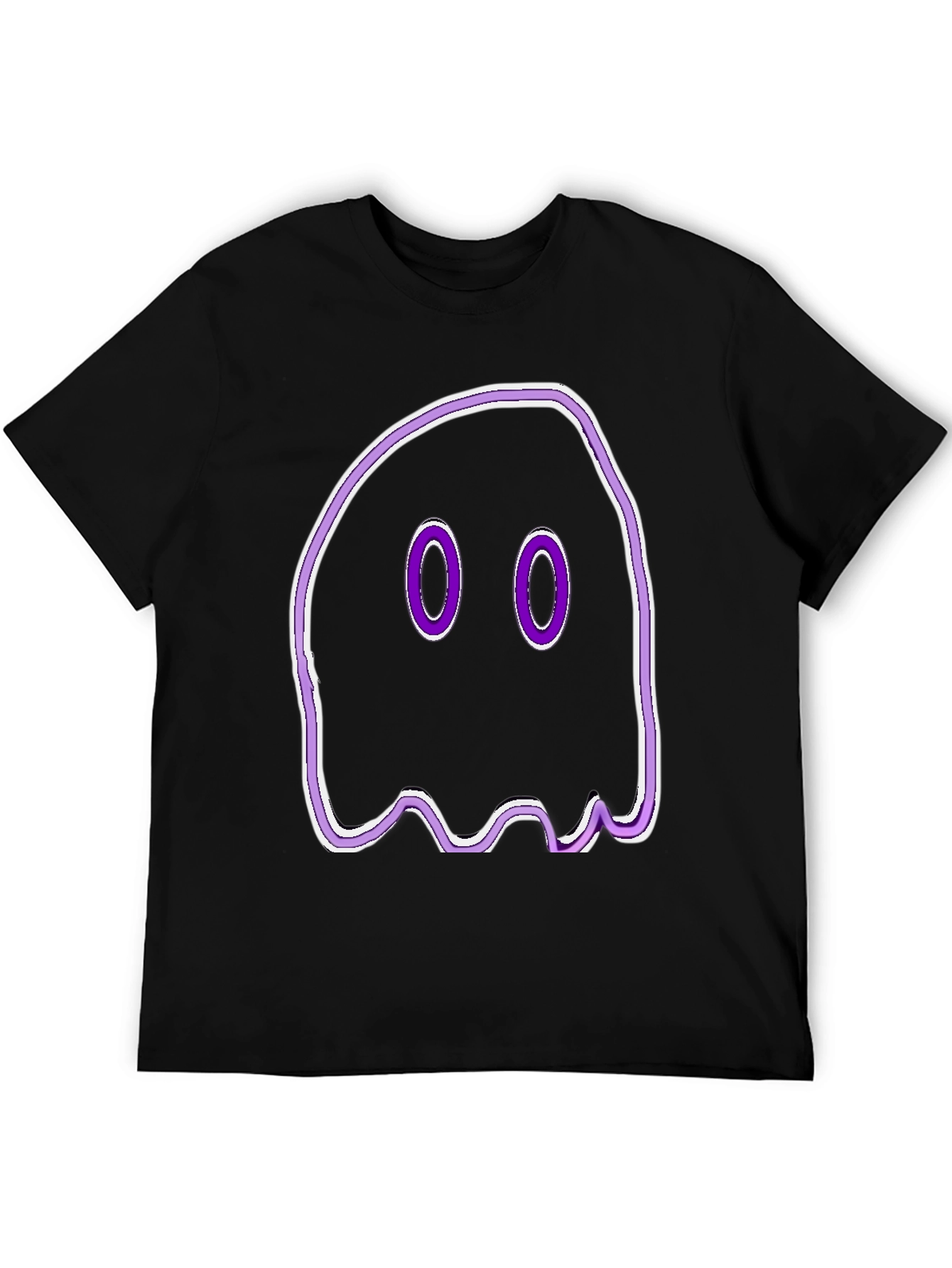 Camiseta Negra con Diseño de Fantasma Morado