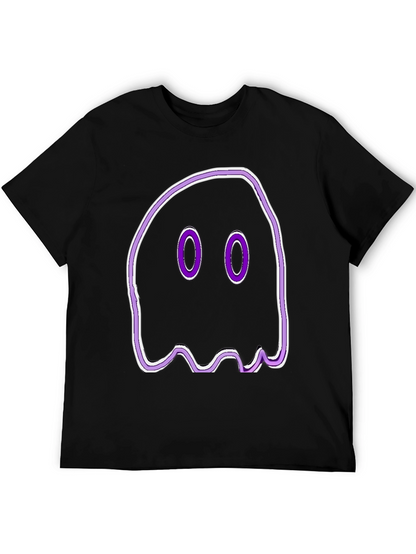 Camiseta Negra con Diseño de Fantasma Morado