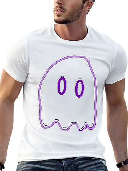 Camiseta Negra con Diseño de Fantasma Morado