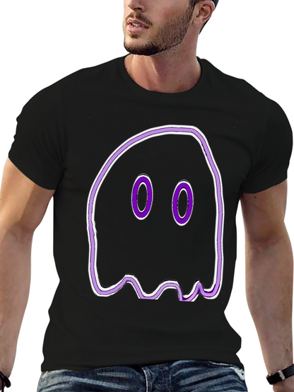 Camiseta Negra con Diseño de Fantasma Morado