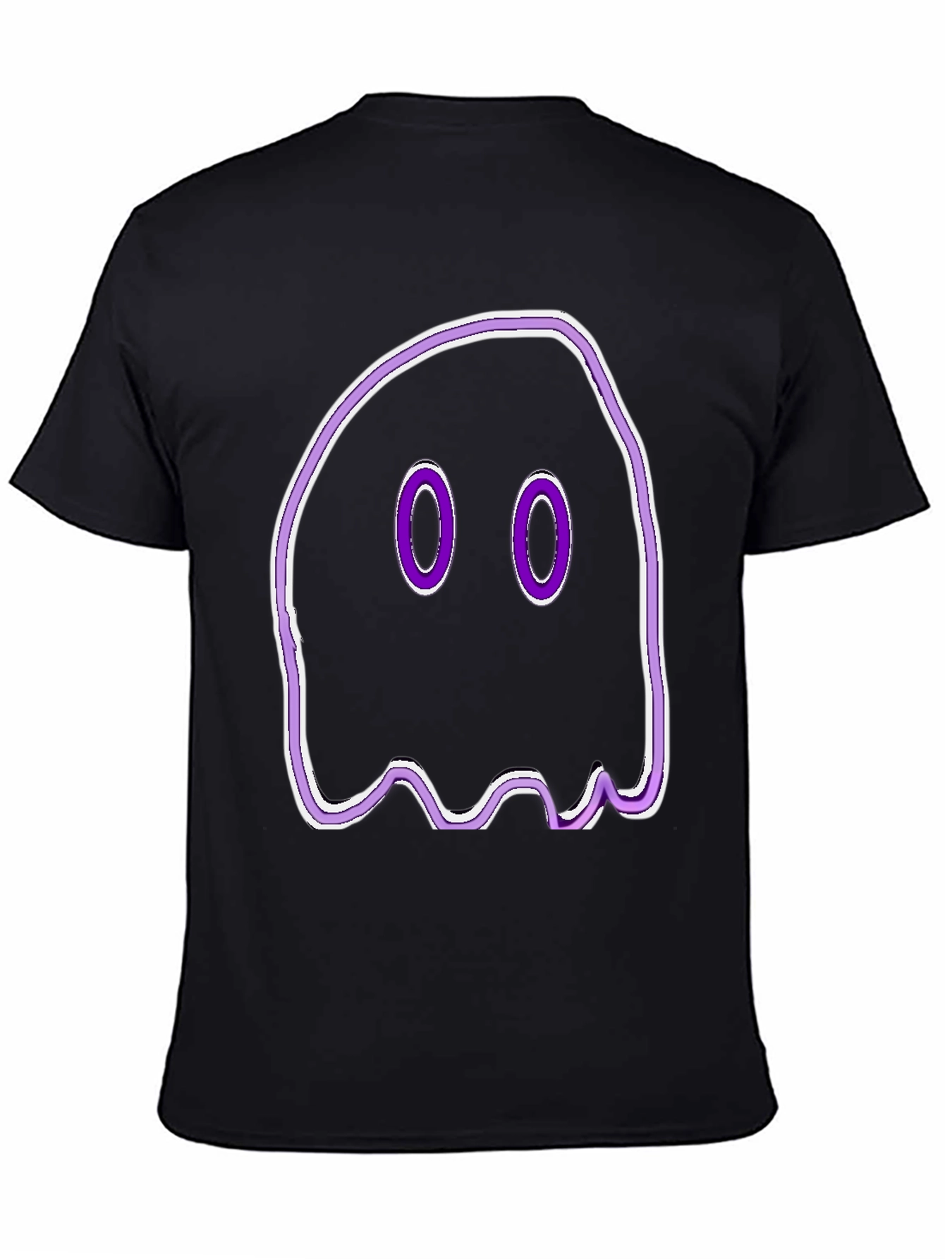 Camiseta Negra con Diseño de Fantasma Morado