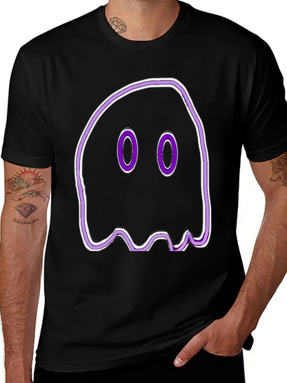 Camiseta Negra con Diseño de Fantasma Morado