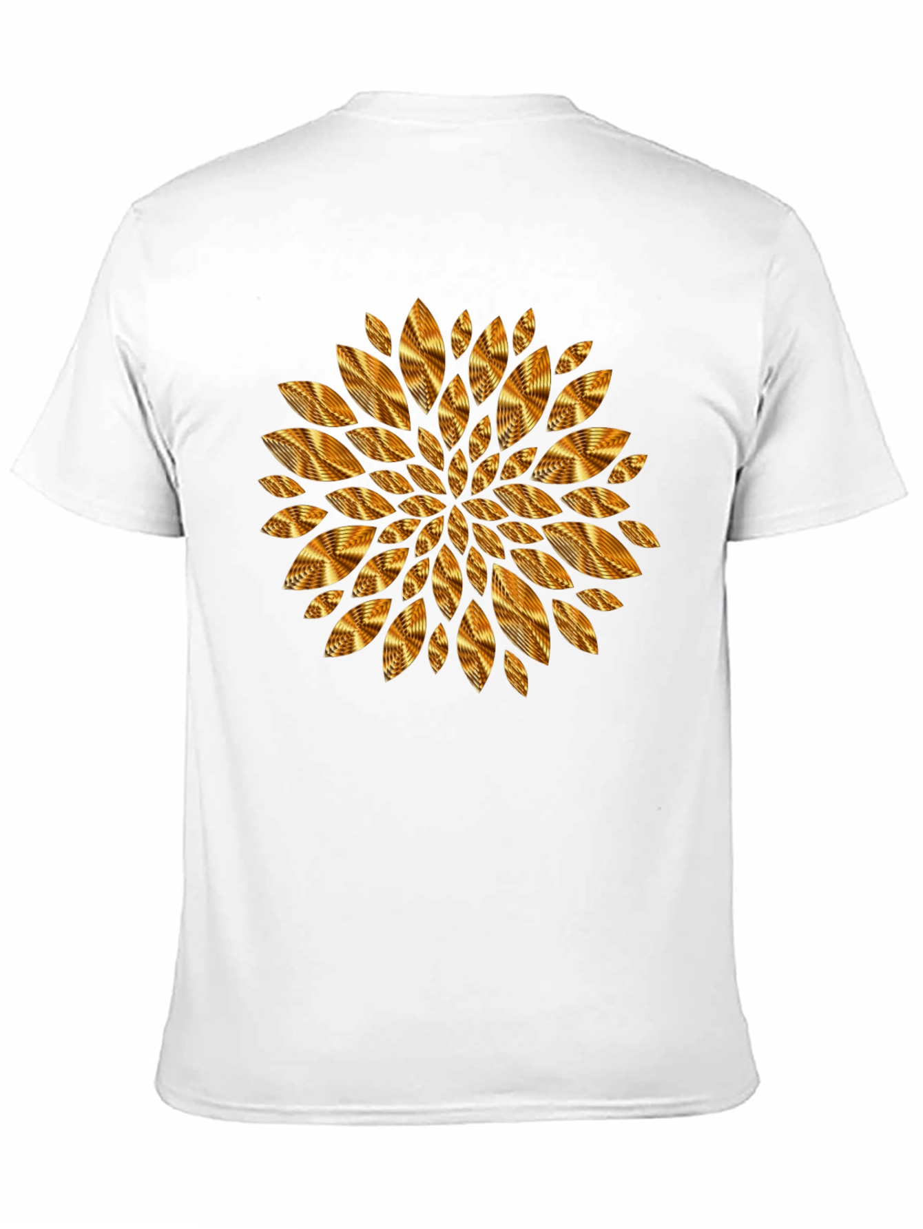 Camiseta Negra con Diseño Floral Dorado