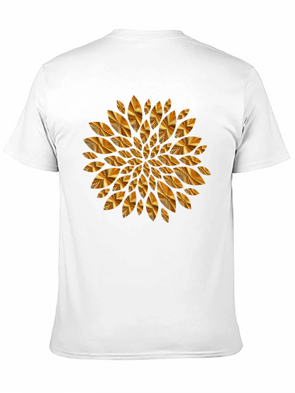 Camiseta Negra con Diseño Floral Dorado