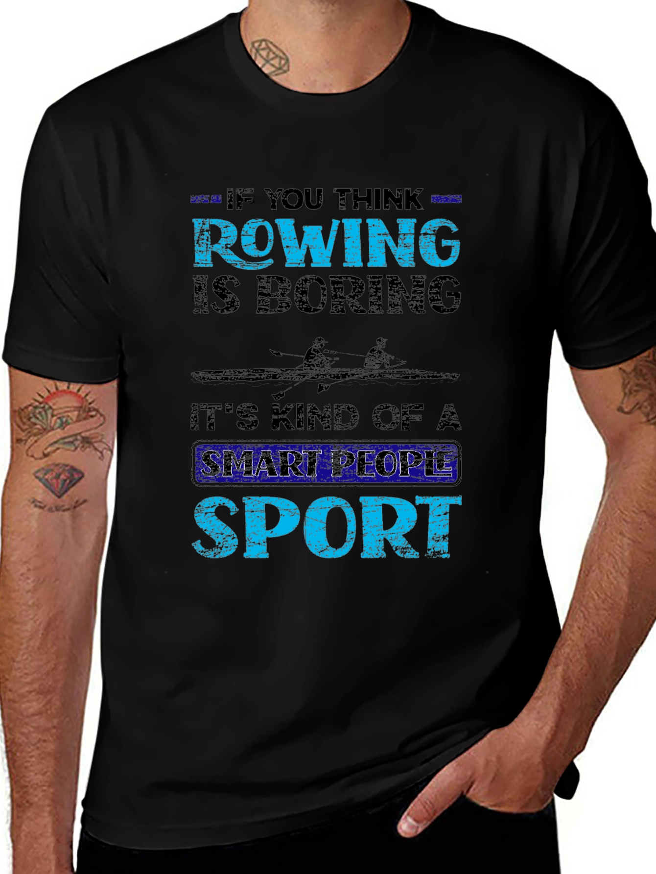 Camiseta Negra Rowing: Deporte Inteligente