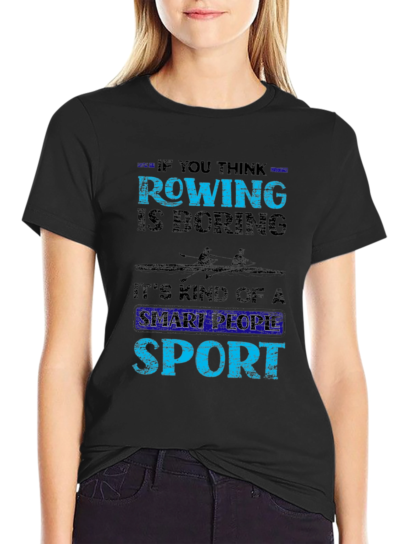 Camiseta Negra Rowing: Deporte Inteligente