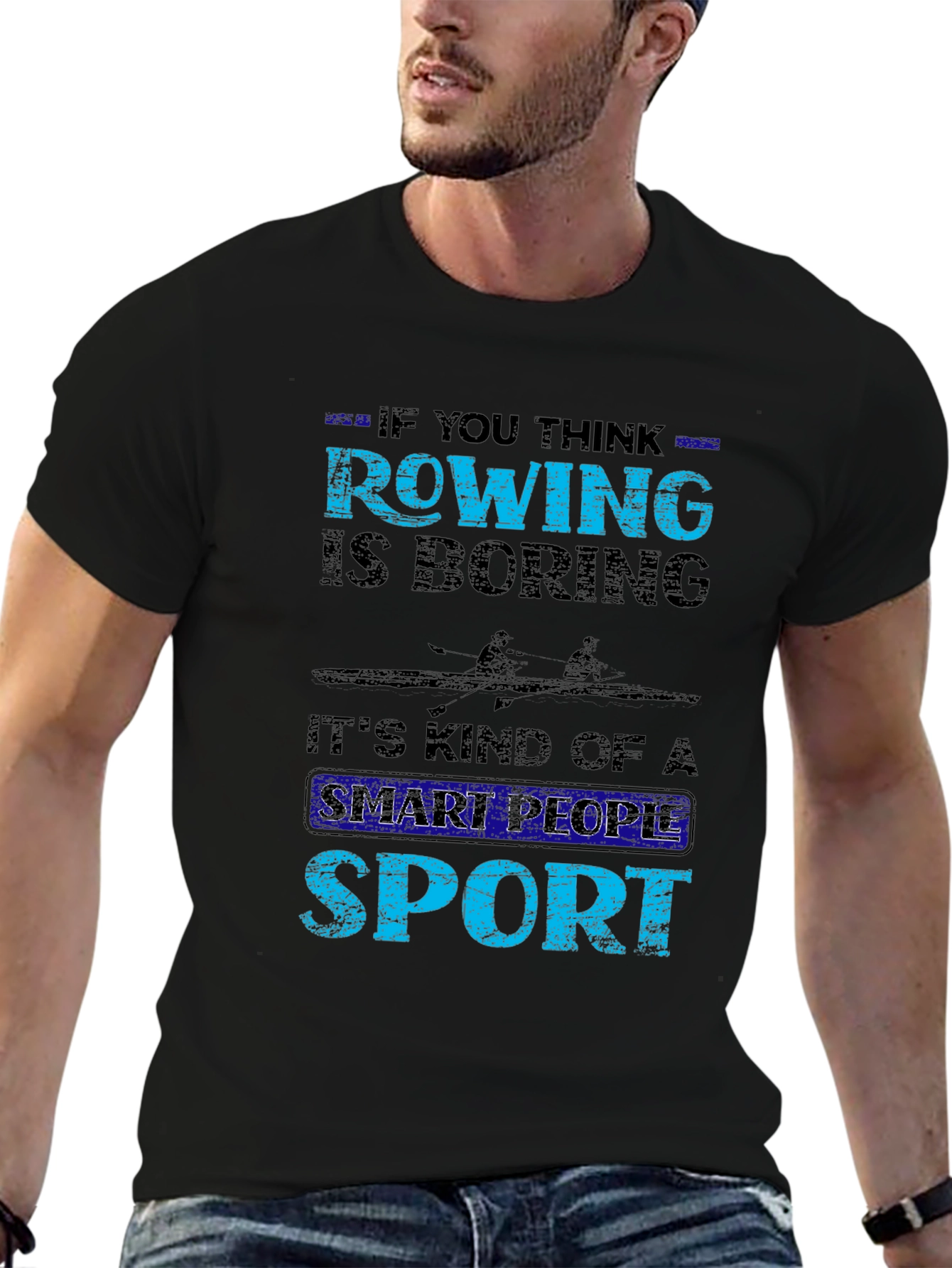 Camiseta Negra Rowing: Deporte Inteligente