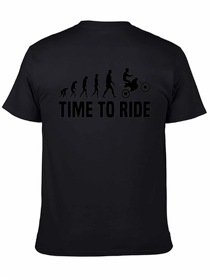 Camiseta Negra Time To Ride Evolución Motociclismo