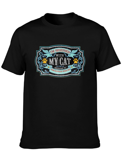 Camiseta Negra Obsesionado con Mi Gato