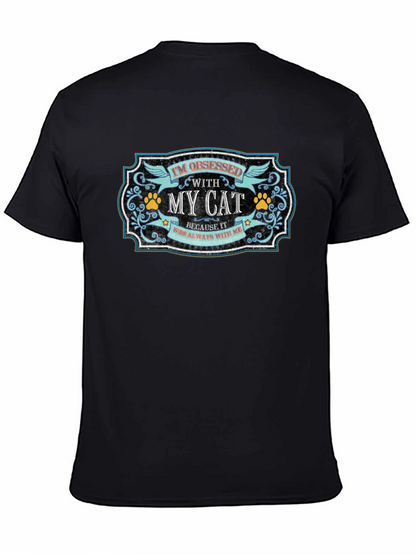 Camiseta Negra Obsesionado con Mi Gato