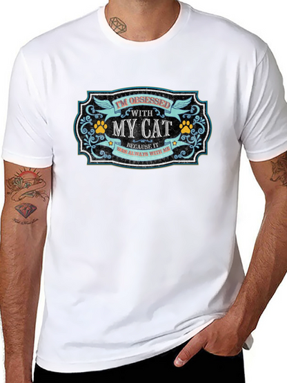 Camiseta Negra Obsesionado con Mi Gato
