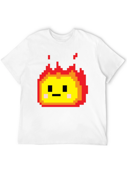 Camiseta Negra con Diseño Pixel de Fuego